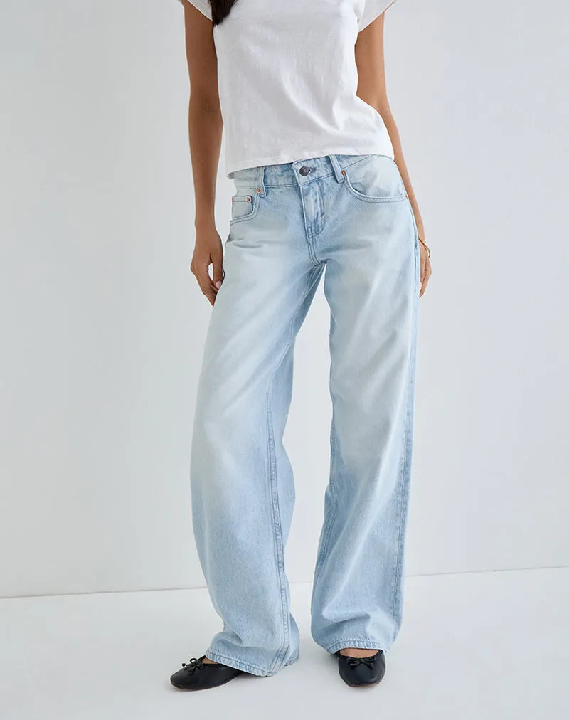 Soft Jersey AntiSnagFabric Low Rise Parallel Jeans in Icy Blue