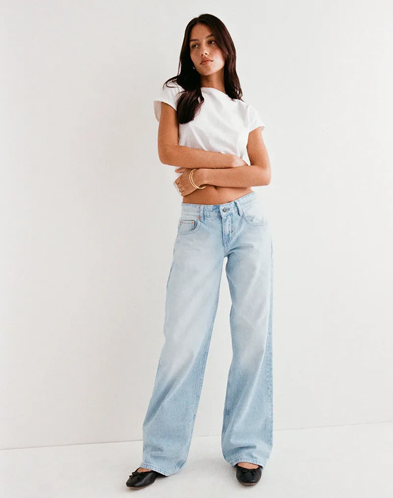 Low Rise Parallel Jeans in Icy Blue Tencel Blend Fabric