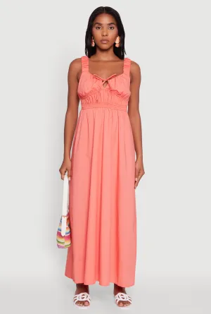 Sand Path The flowing nature of this maxi dress ensures that you can move freely without sacrificing style Poplin Sleeveless Scoop Neck Tie Front Maxi Dress