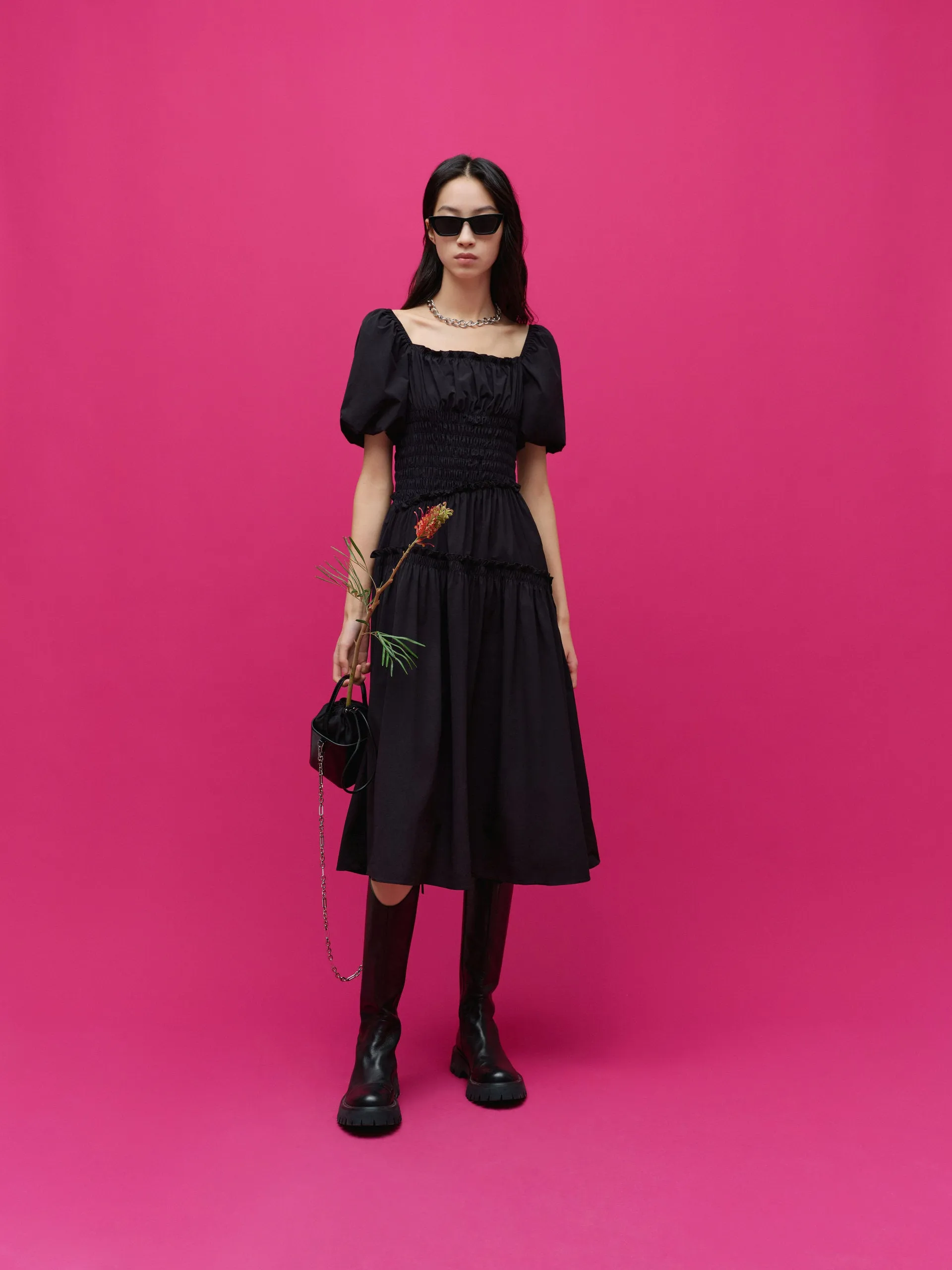 Square Neck Smocked Dress Weekend Wear