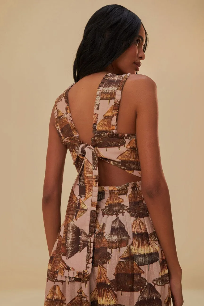 Malocas Beige Sleeveless Midi Dress City Walk Day Off Style
