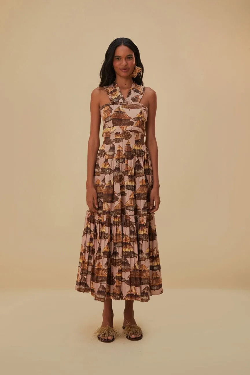 Chic Layers Malocas Beige Sleeveless Midi Dress