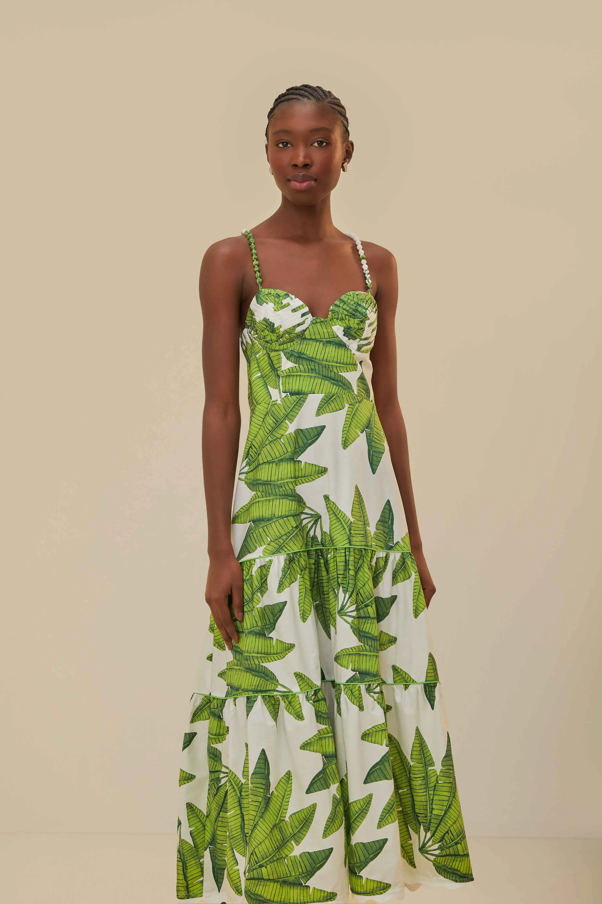 City Friendly Elegant office dress Off-White Palm Fan Midi Dress