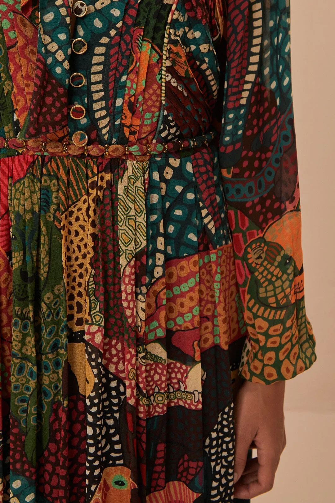 Fauna Mix Multicolor V Neckline Maxi Dress Cherry Bloom