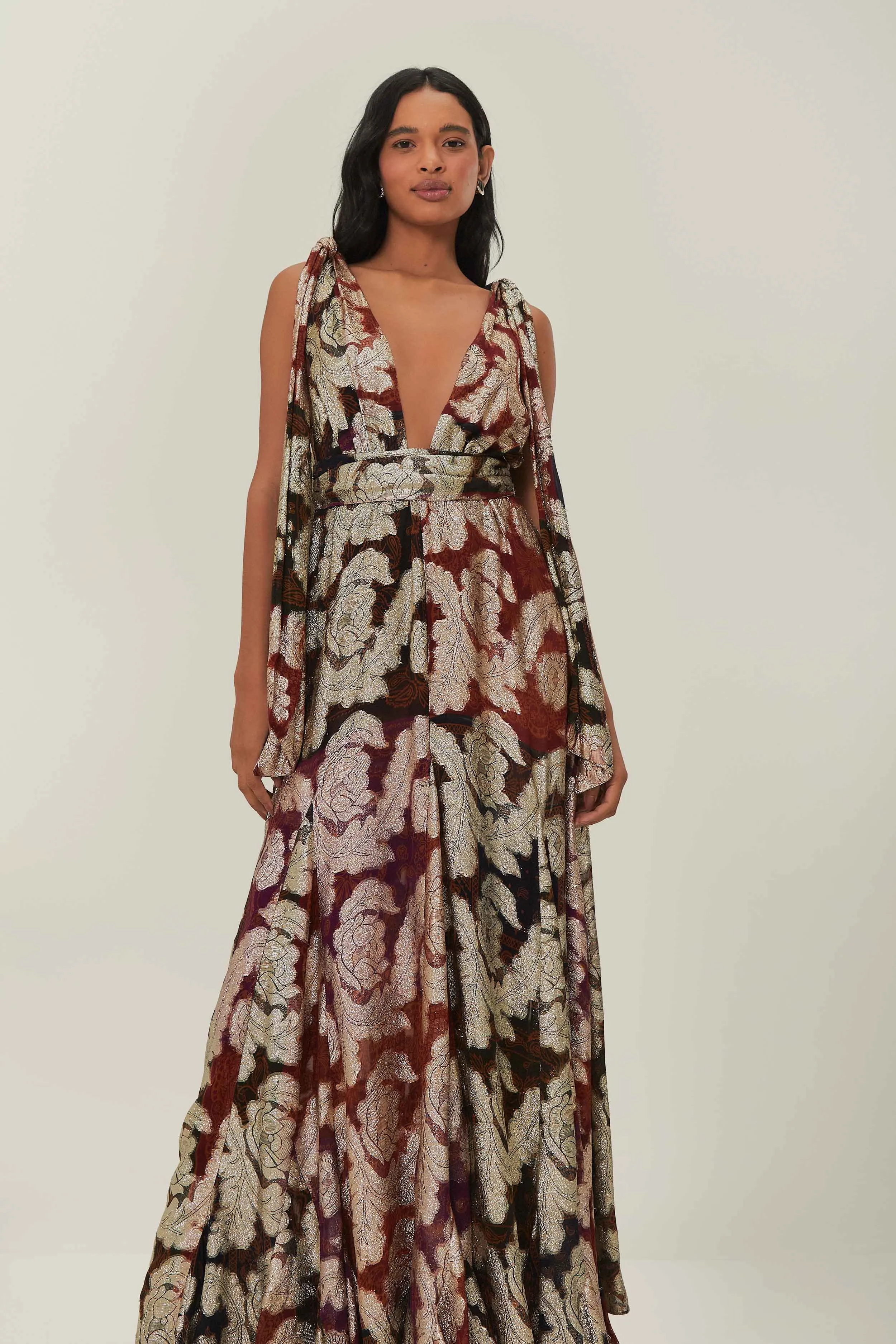 Boho Soul Calm Air Jacquard Lurex Sleeveless Maxi Dress