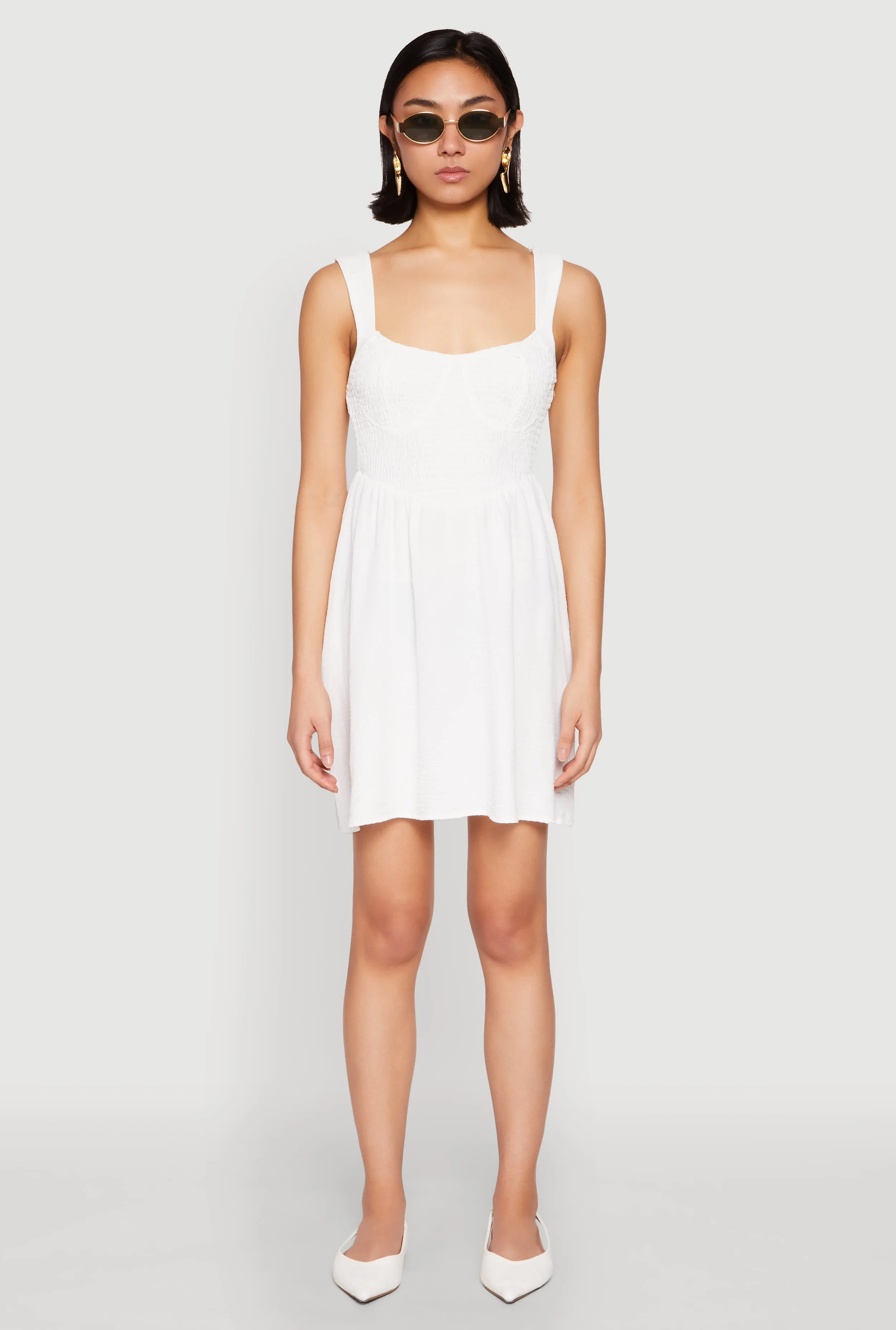 Star Beat Edge Mode Airy Crepe Knit Bustier Skater Dress