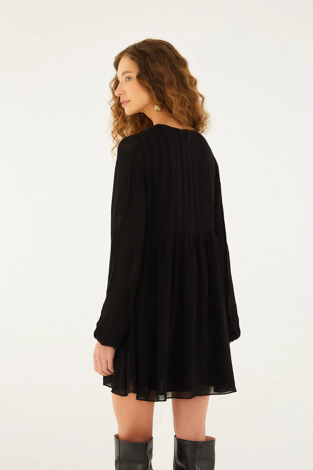 Star Edge Black Shell Mini Dress
