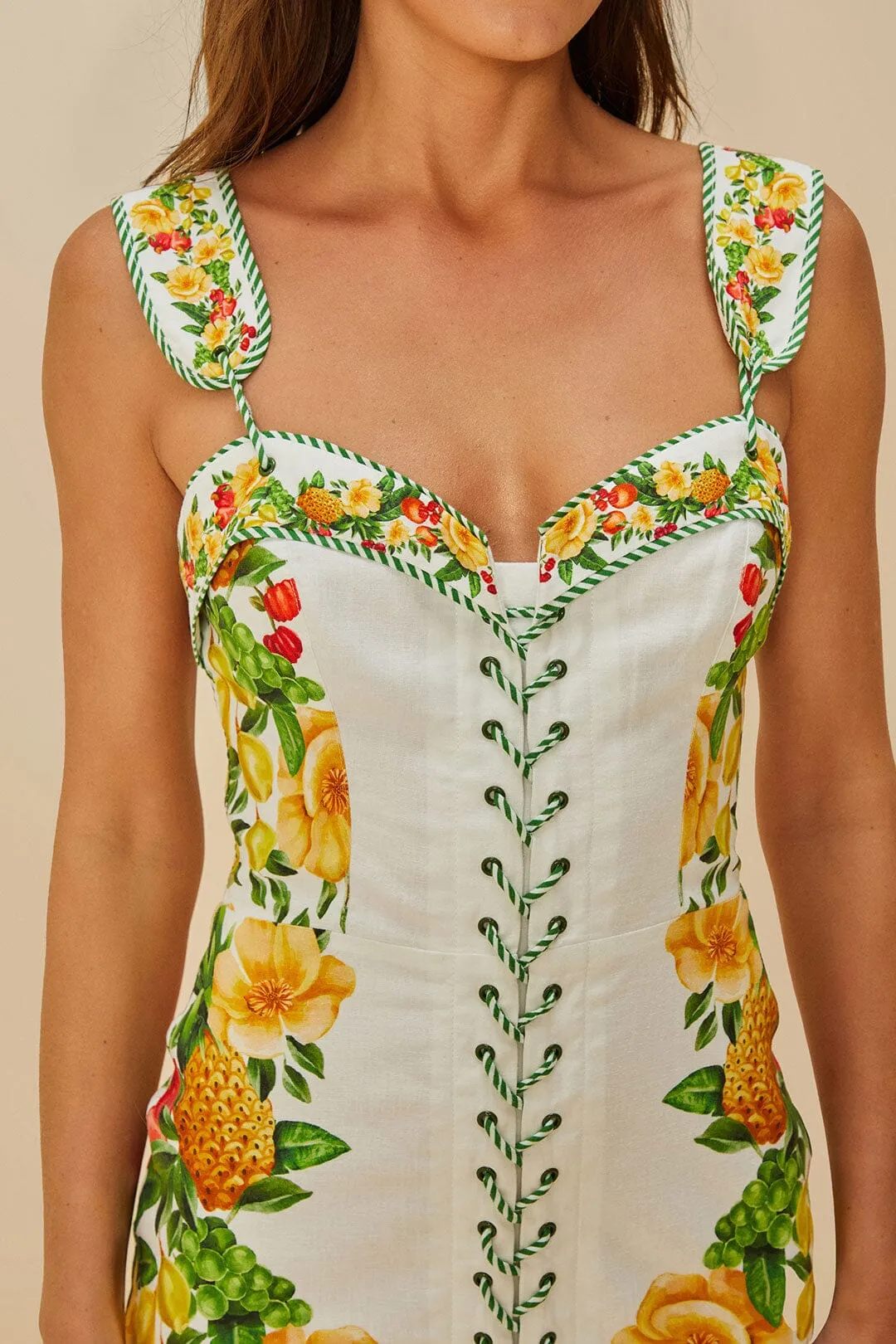 Off-White Picnic Flowers LENZING? ECOVERO? Euroflax? Mini Dress Elegant Wear Floral Print