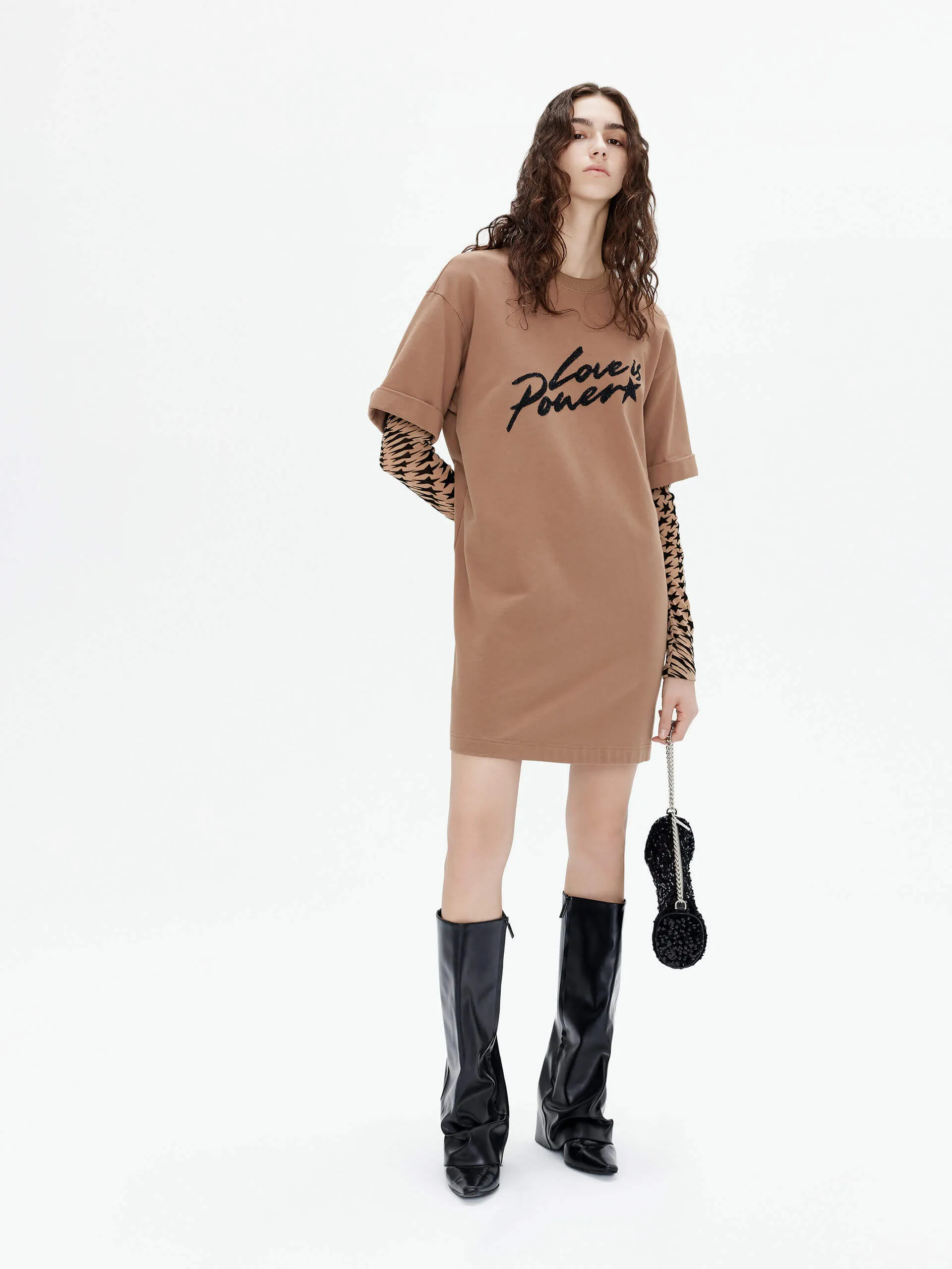 Eco Friendly Dye Light Charm Paneled Sleeves Mini Dress
