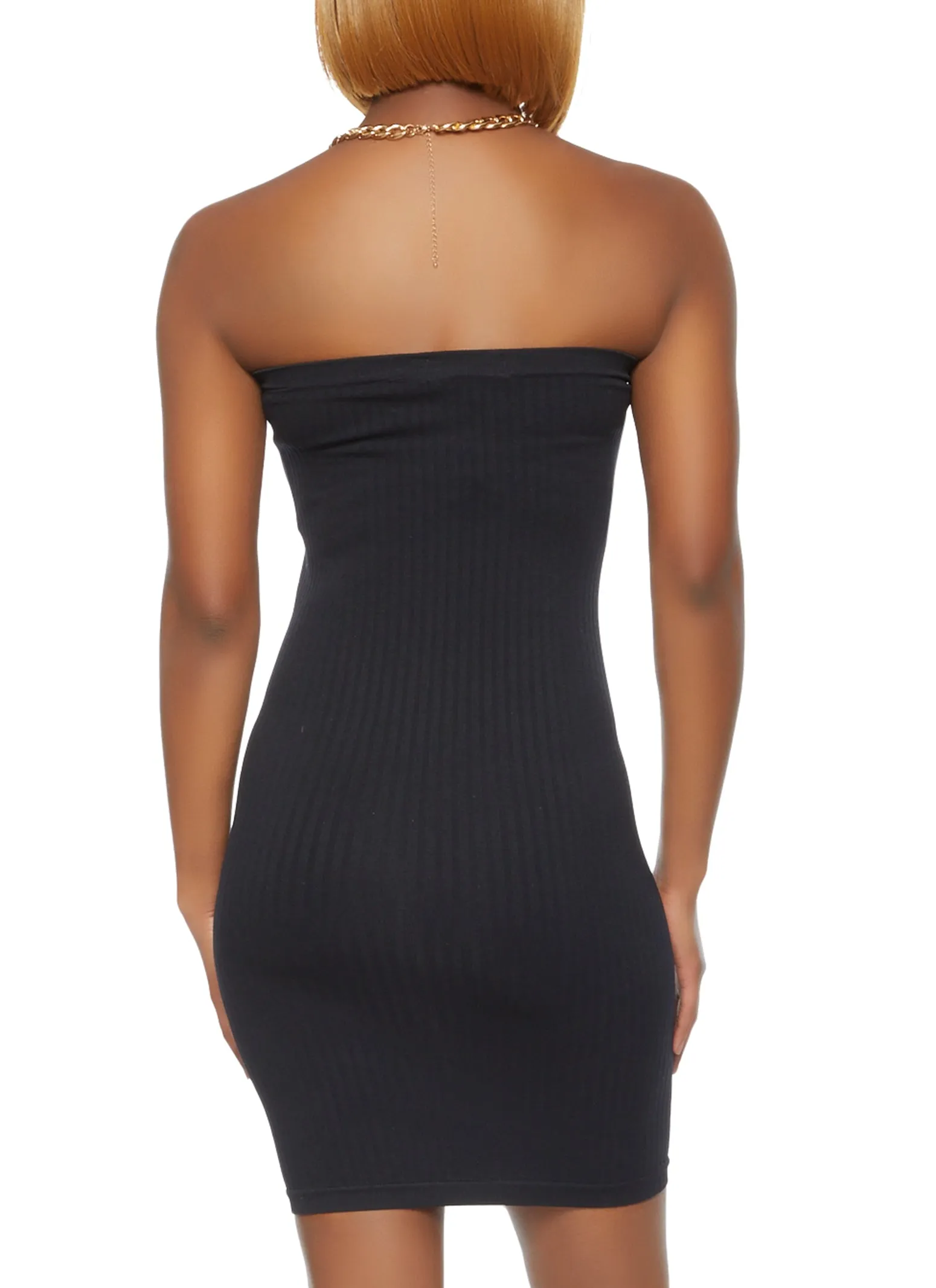 Rib Knit Mini Tube Dress Evening Glow Trendy Vibes