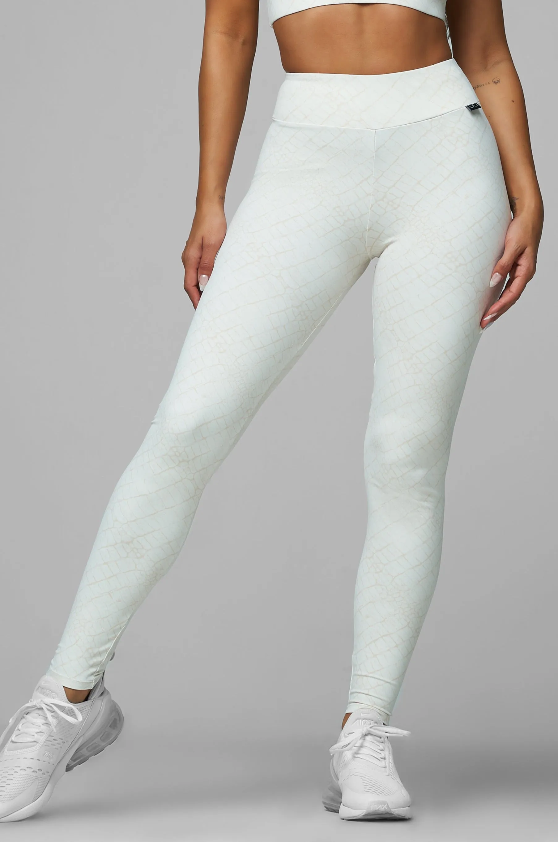 Cream Croc High Waist Scrunch Legging CompactPackability Shape Hug
