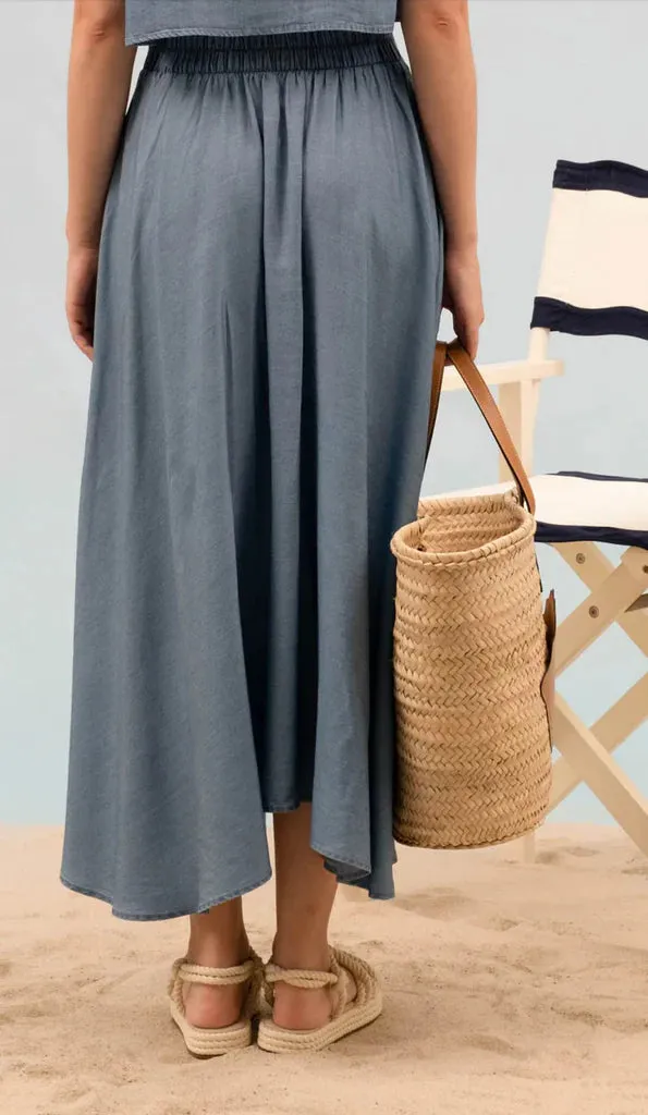 Chambray Pleated Skirt City Beat