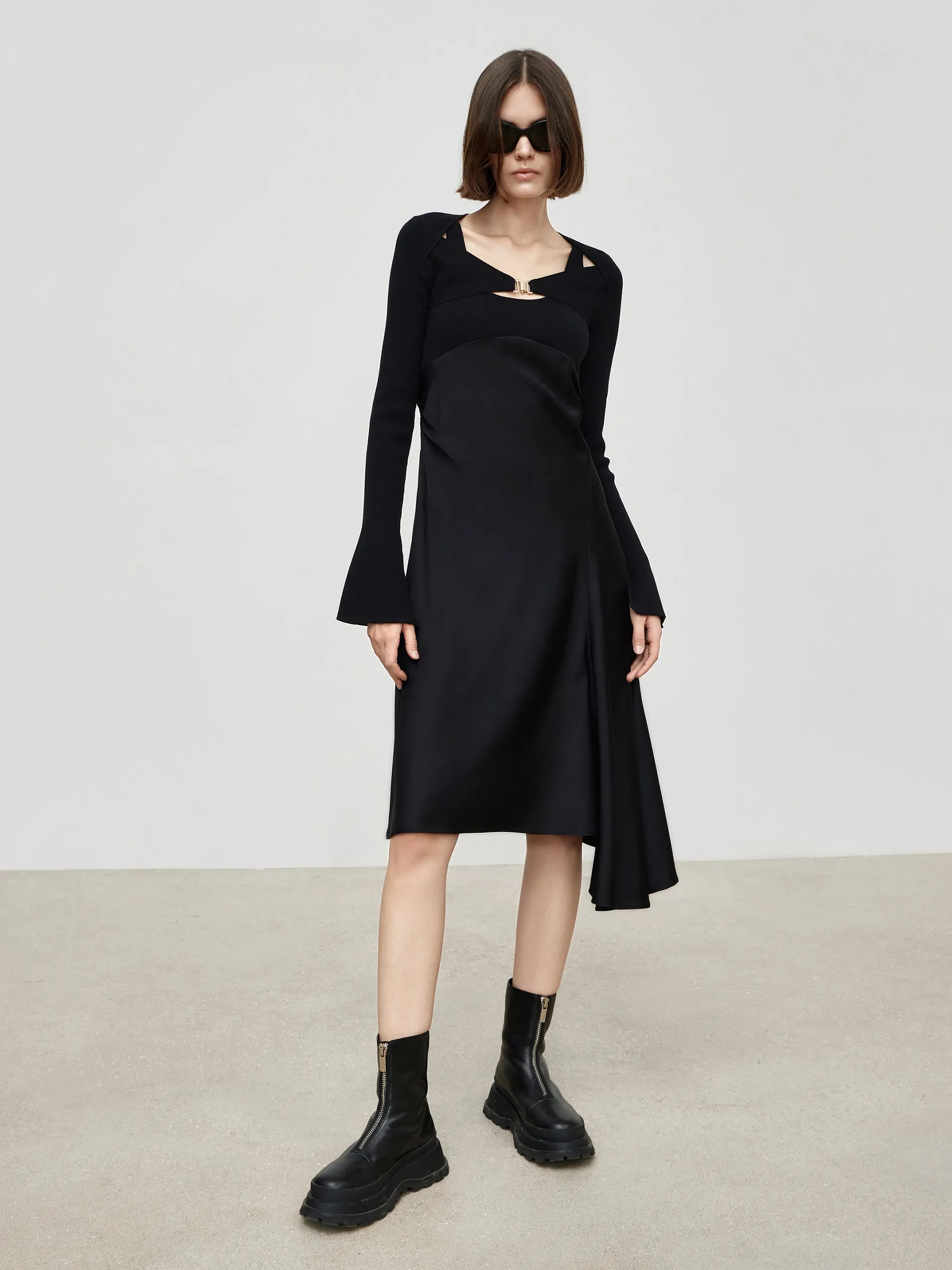 Everyday midi for work HOT SALE Cutout Splicing Slit Dress Set