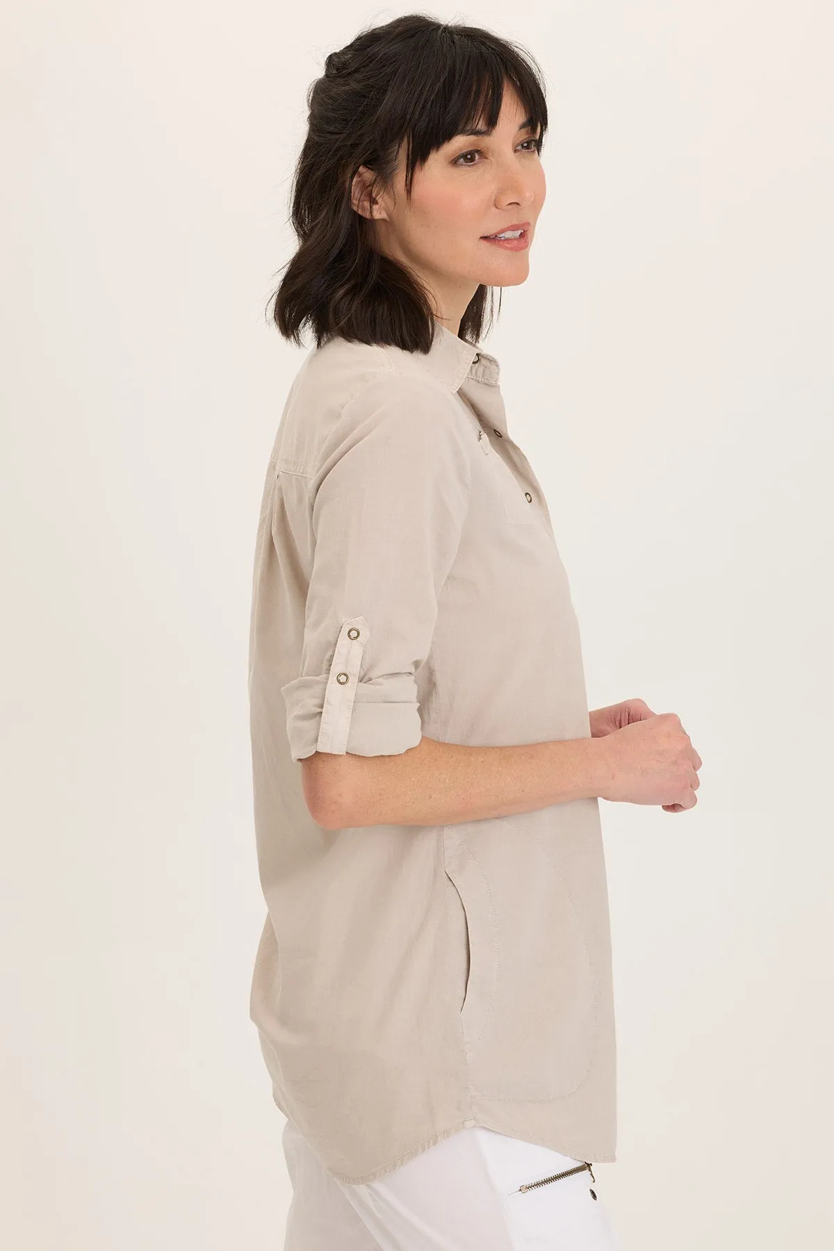 Reporter Soft Voile Button-Down Blouse Sustainable production