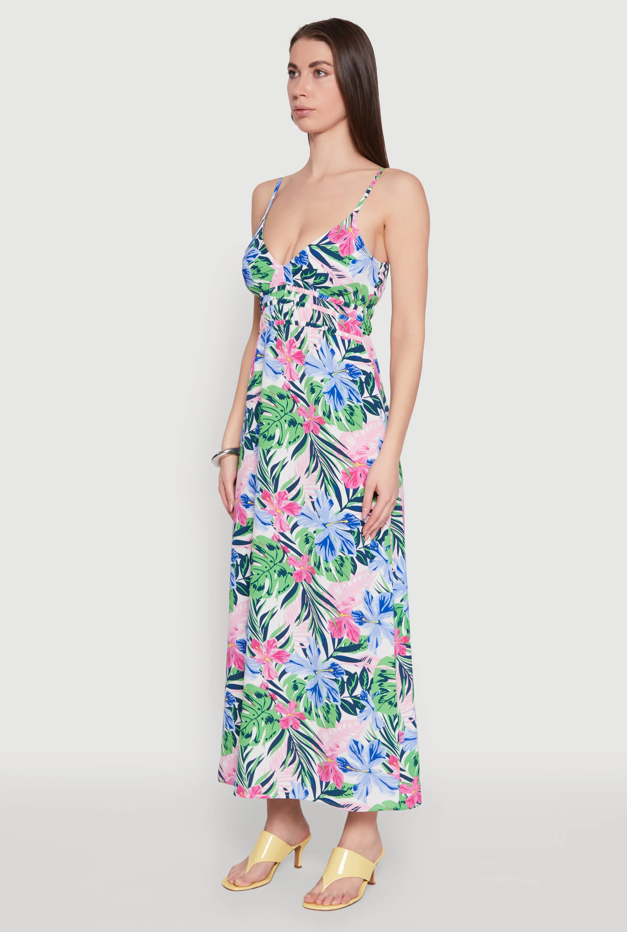 This maxi dress can easily transition from day to night with minimal effort Angel Feel Floral Graphic Print Empire Waist Maxi Dress