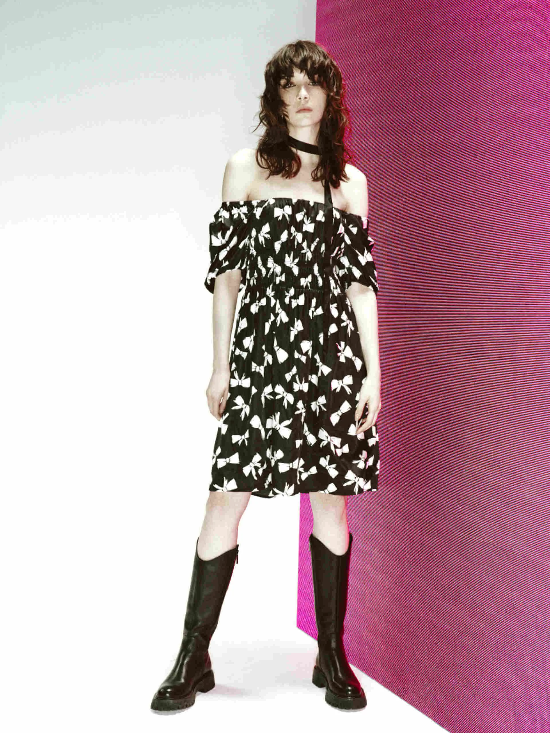 Bowknot Pattern Mini Dress Hot Season