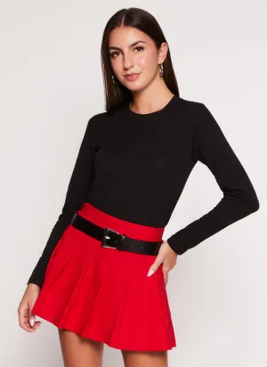 Trendy Vibe Solid Crew Neck Long Sleeve Tee