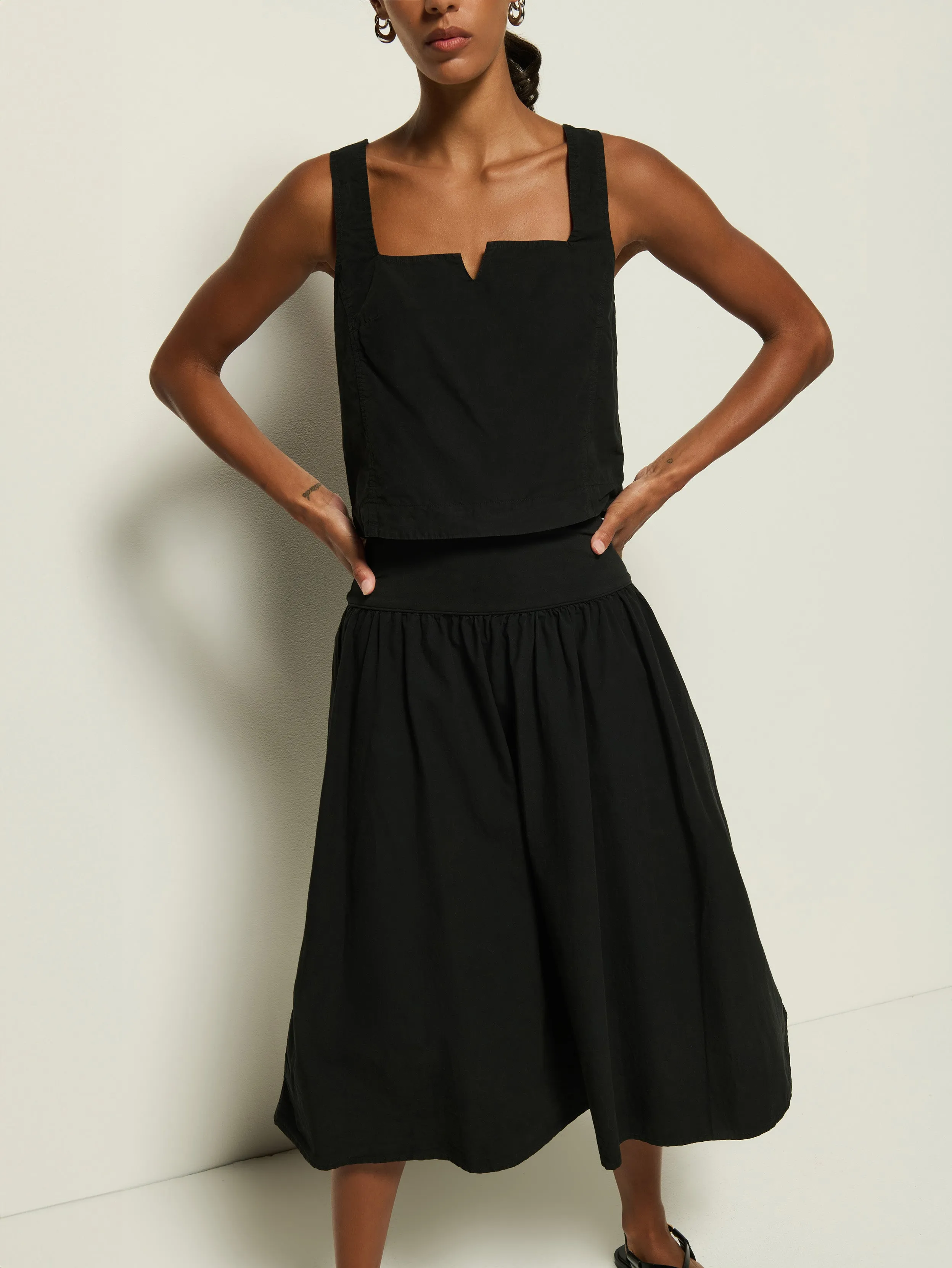 Ava Midi Skirt TactileStitching FlexibleWaistband