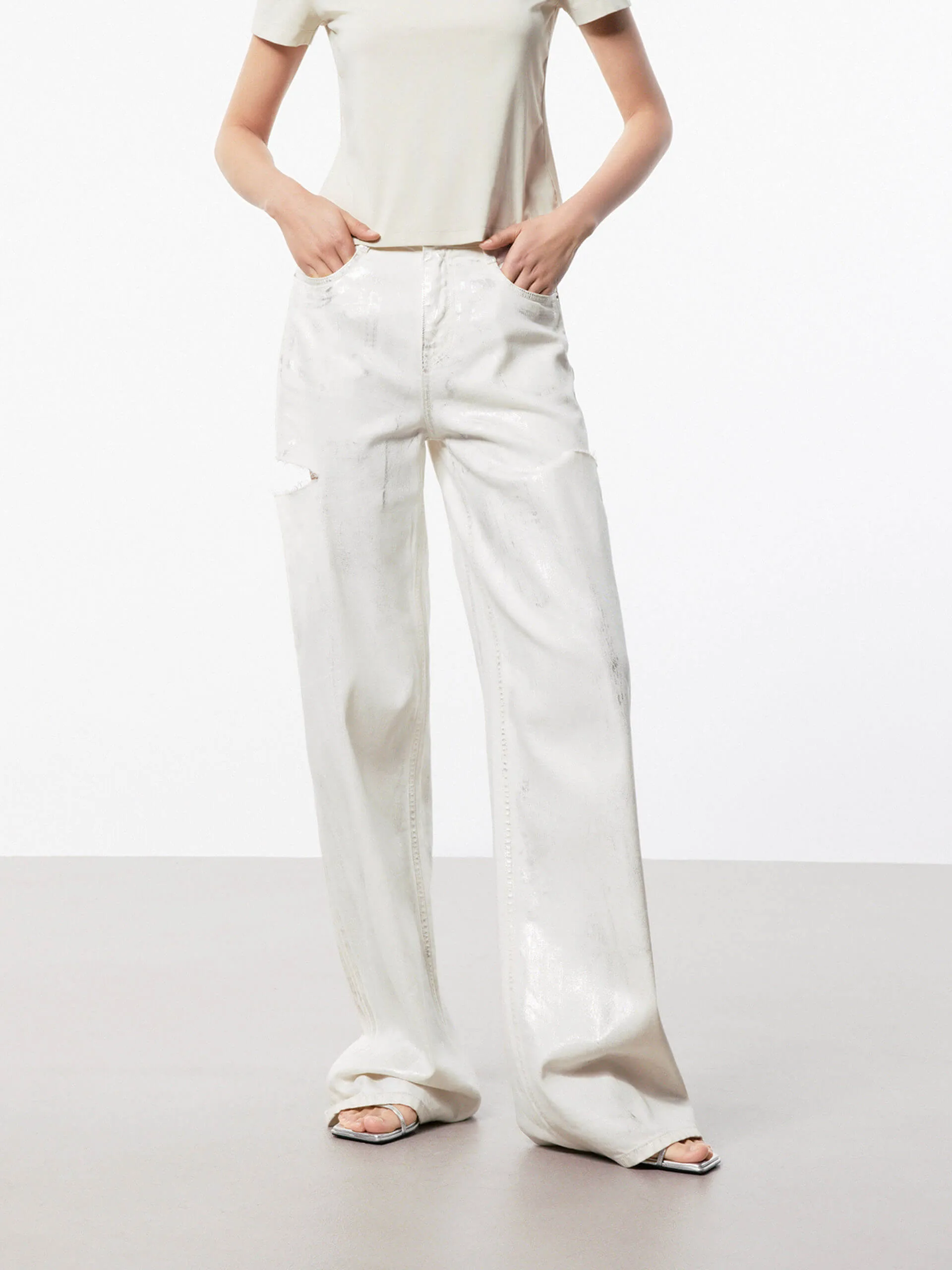 Any Occasion Cotton Blend Ripped Jeans