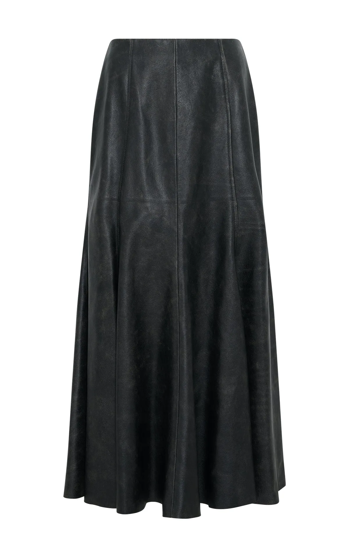 Amy Midi Skirt in Black Leather Sleek Comfort