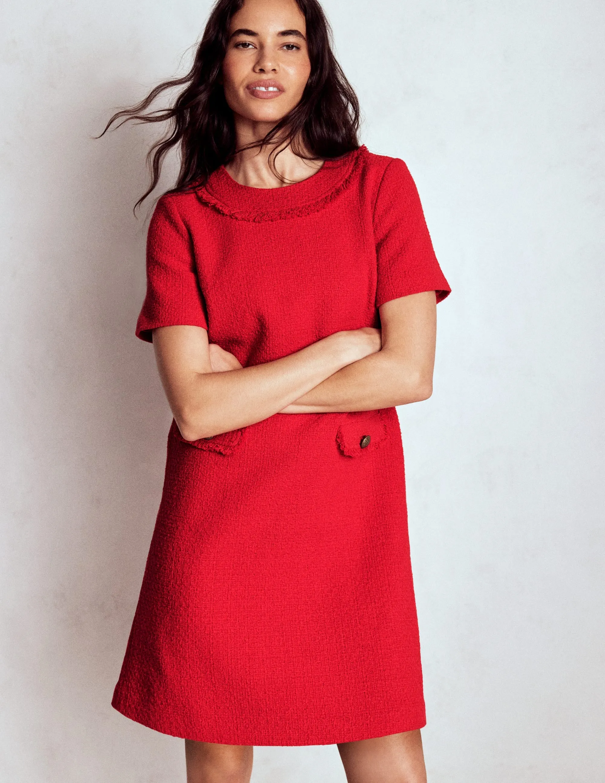 Anti Static Material Evita Cotton Shift Dress-Poppy Red