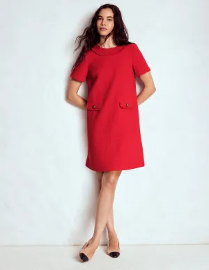 Vibrant Colors Relaxed Silhouette Evita Cotton Shift Dress-Poppy Red