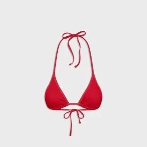 Frankies Bikinis Paradise Denim Top - Red Colorfast Fabrication Non Irritating Tags