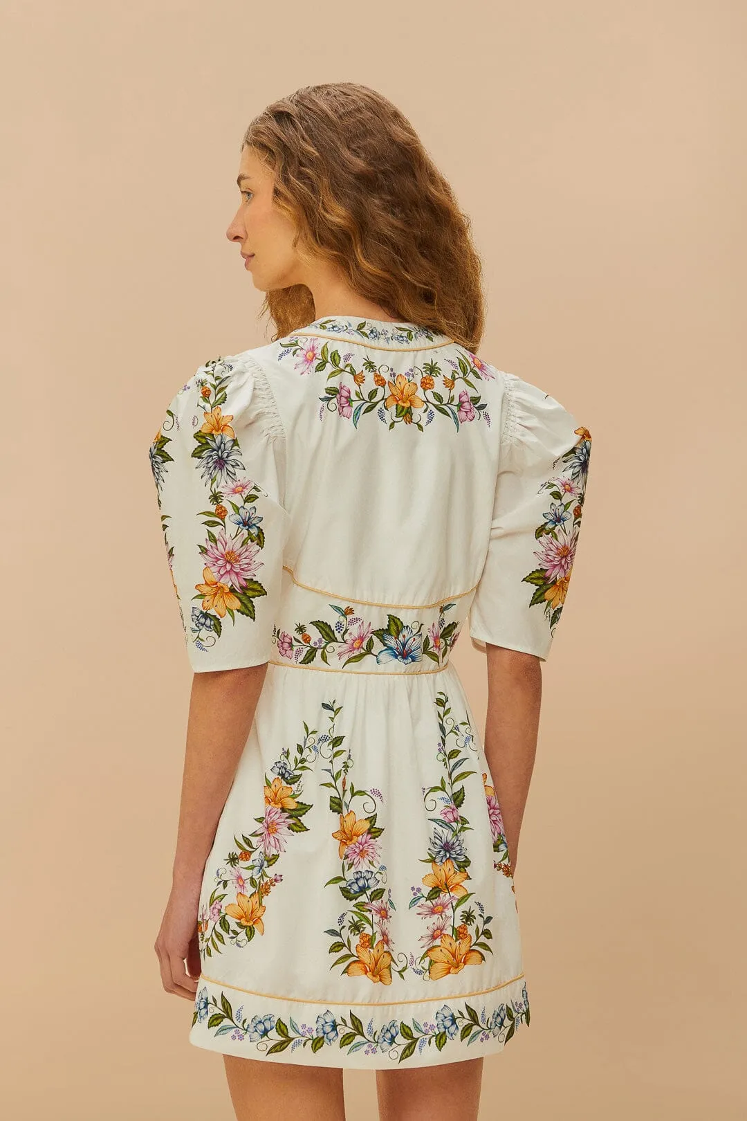 Fresh Chic Club Pop Off-White Sweet Bloom Dreamscape Organic Cotton Mini Dress