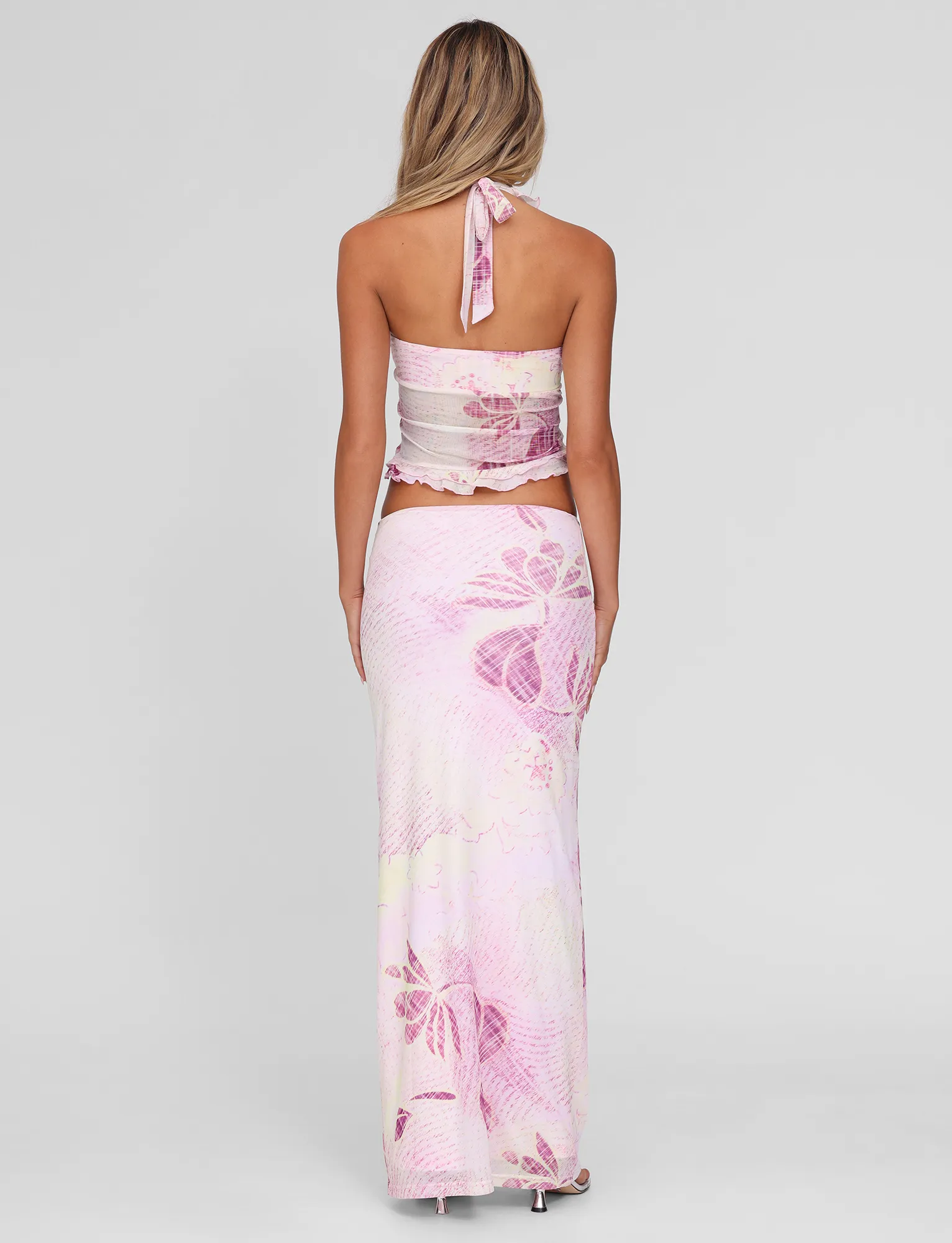 Minimalist fashion Daily Favorite DALILA MIDI SKIRT - GRUNGE FLORAL MAGENTA