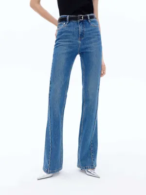 Mid Waist Flared Jeans Quick Drying Fabric