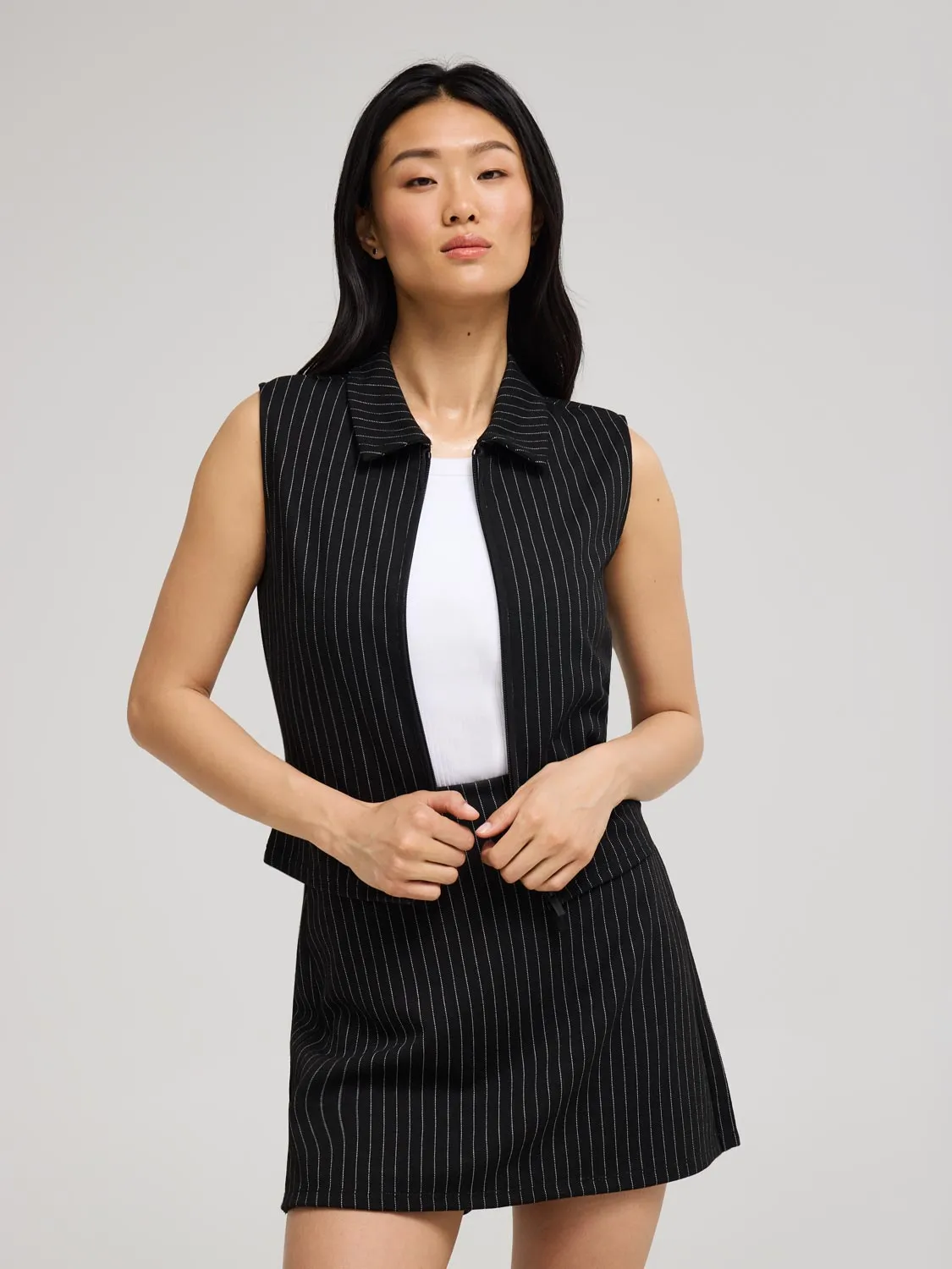 Pinstripe Jacquard Mini Skort Seamless Finish