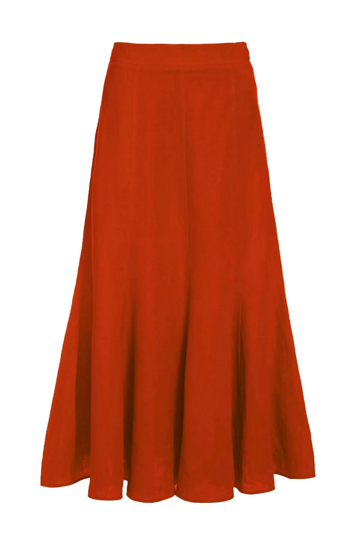 Minimal Style Tate Midi Skirt in Red Clay Aloe Linen