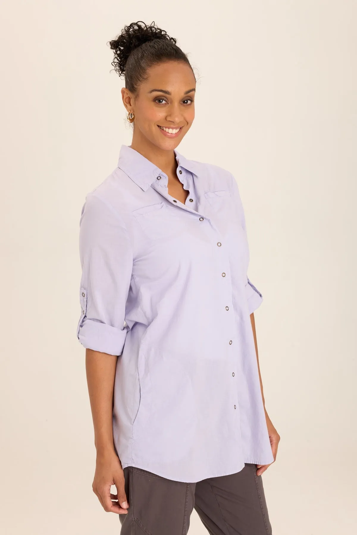 Ski Core Reporter Soft Voile Button-Down Blouse