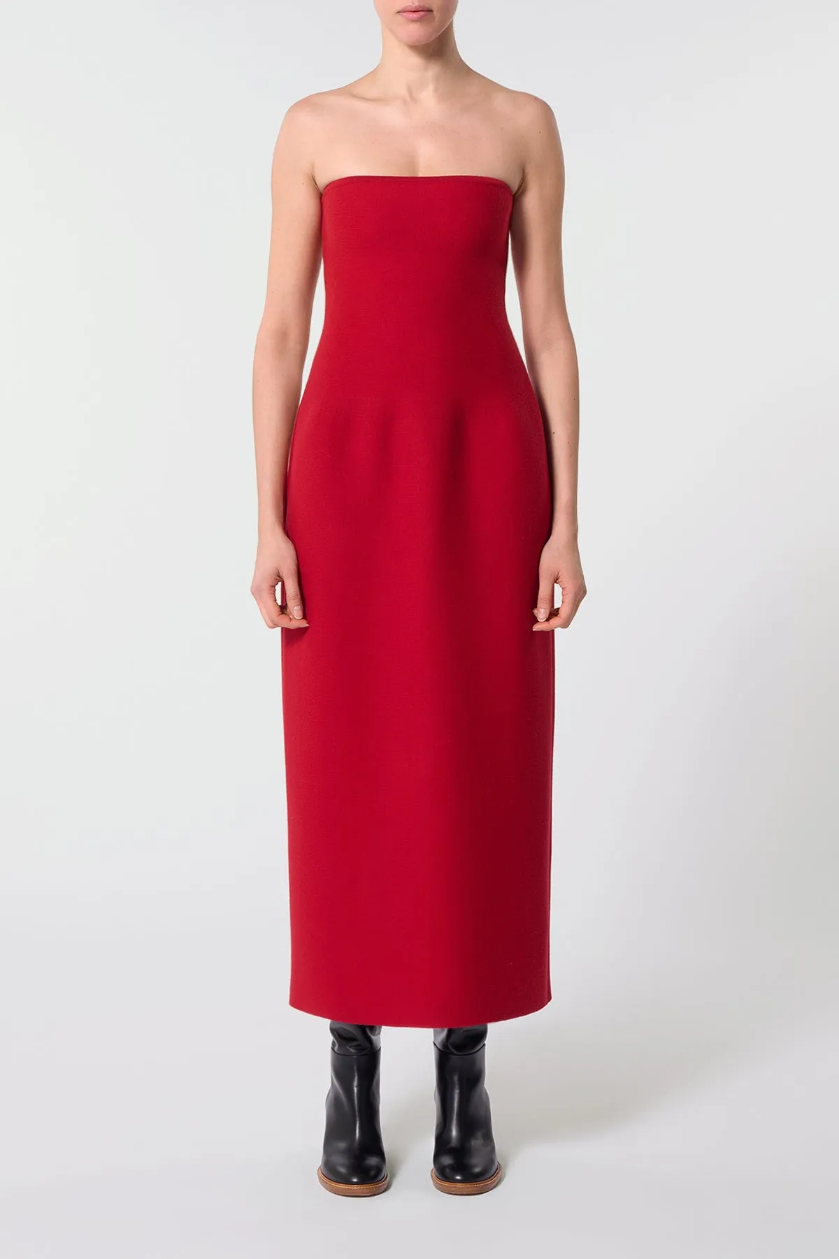 Immanuel Knit Maxi Dress in Scarlet Red Merino Wool Utility Mode