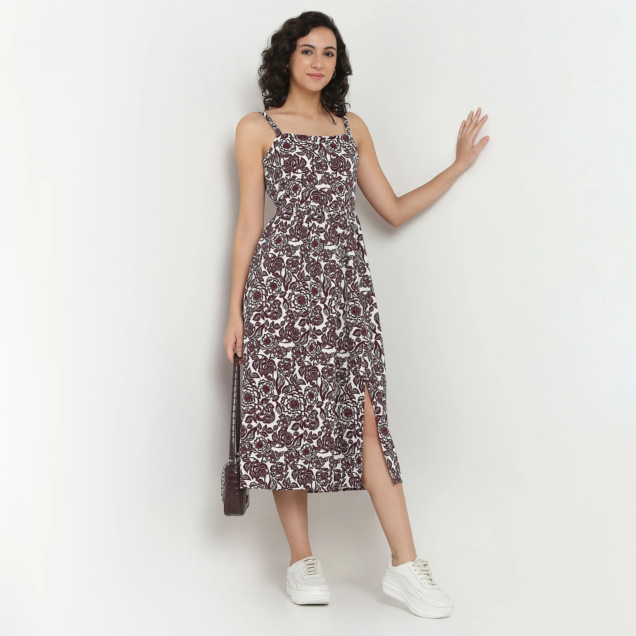 Printed Sleeveless Dress SustainableBlend Leather Core