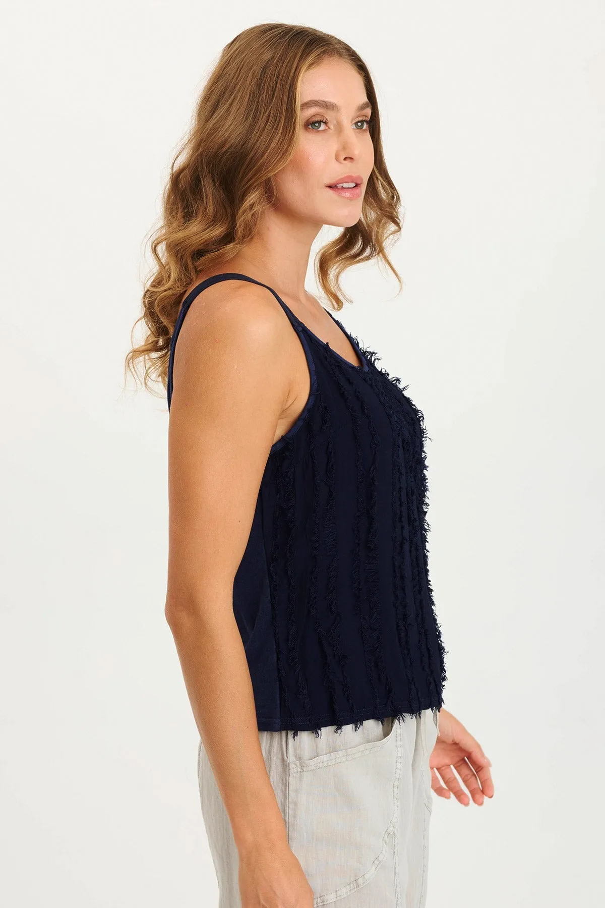 Haddon Stripe Voile/Jersey A-Line Tank Jump Core Travel Light