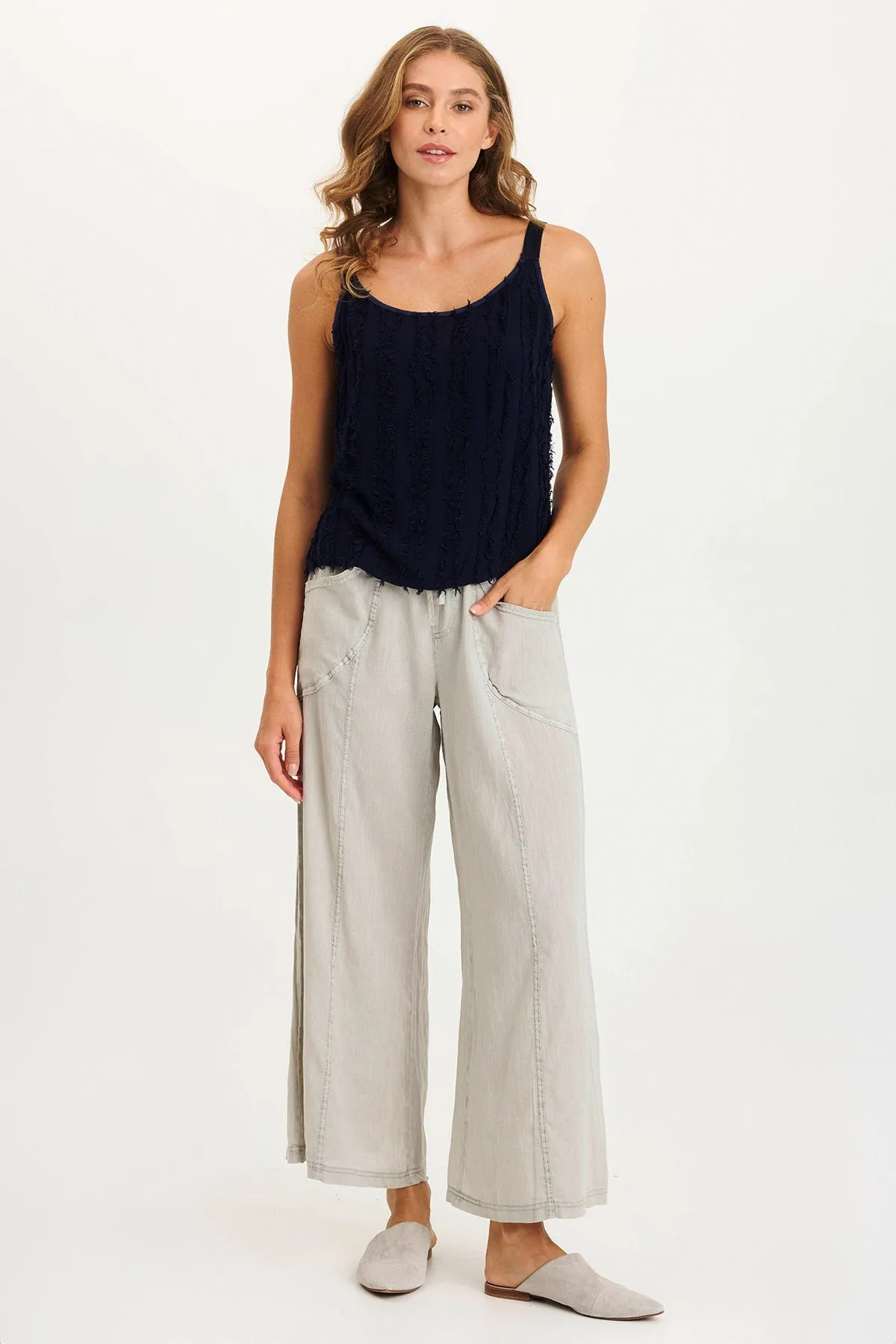 Haddon Stripe Voile/Jersey A-Line Tank PillingResistant
