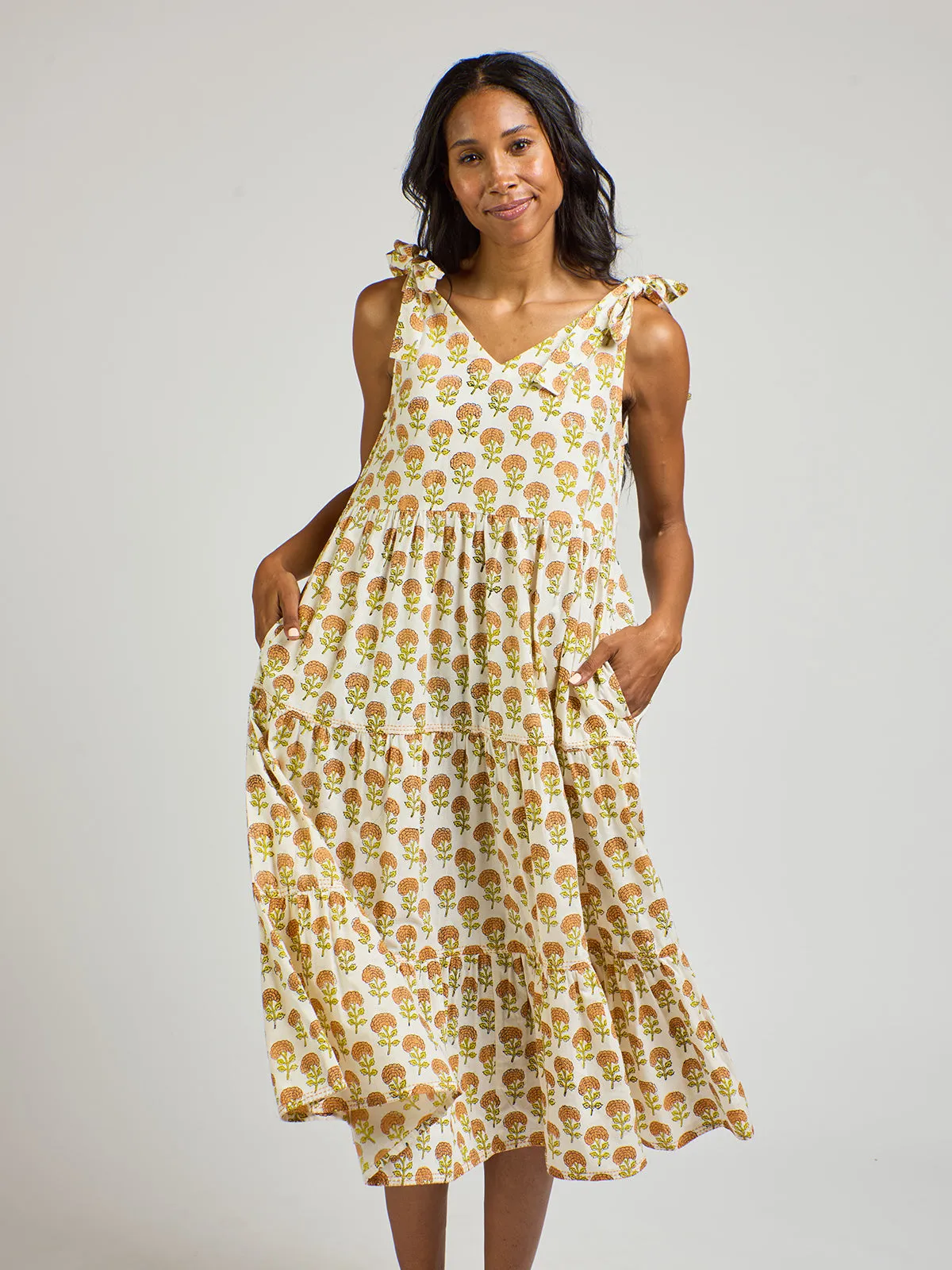 Easy Go Lorelei Tiered Dress - Marigold