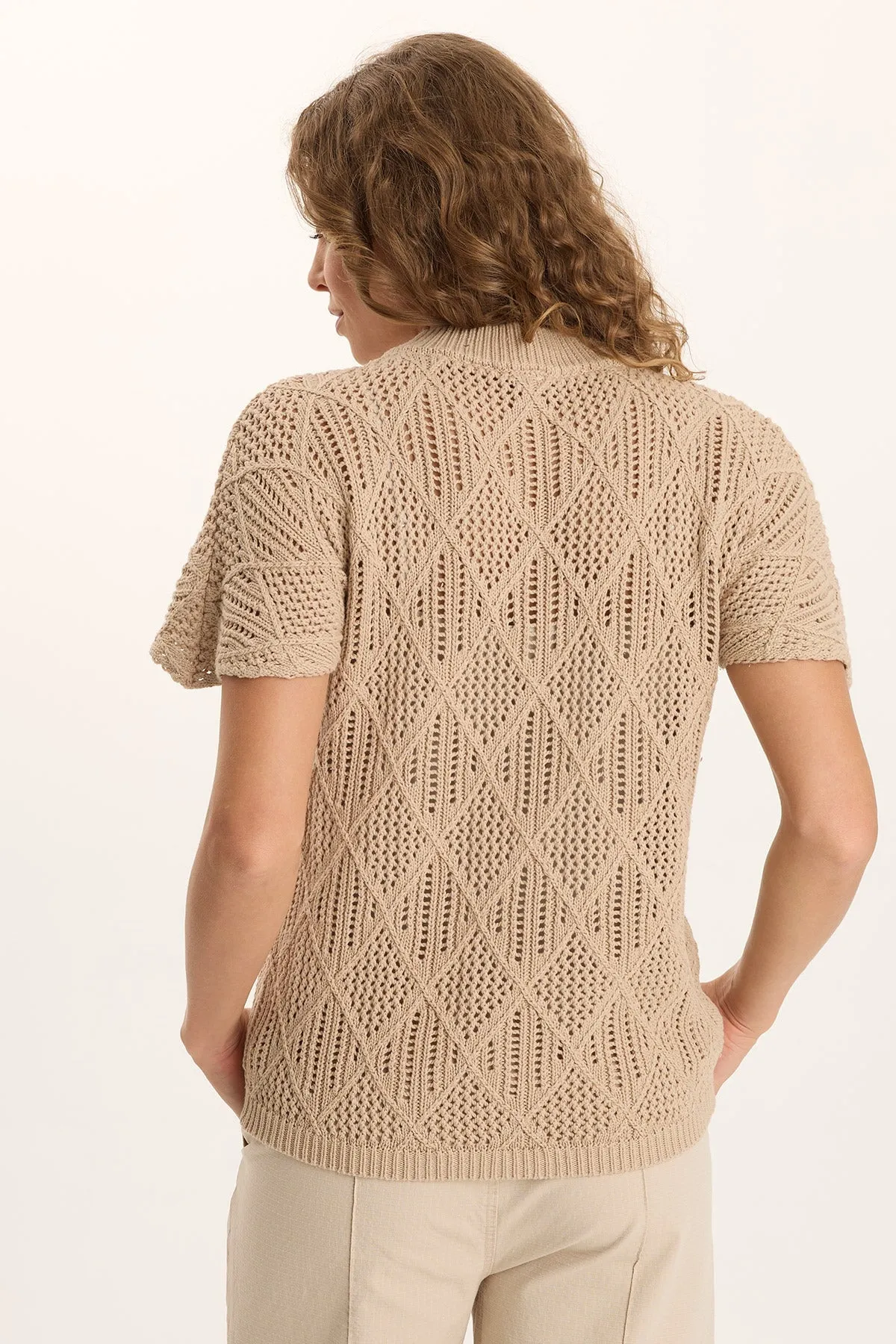 UltraSoftFinish QuickDryDesign Copeland Cotton Knit Short-Sleeve Mock Neck Top