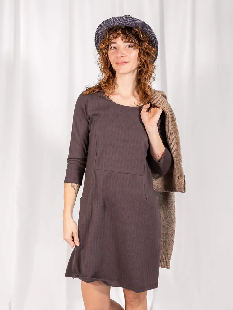 Sweet Seams Dress - Shale Rib Knit Winner Vibe Recycled Polyester Blend