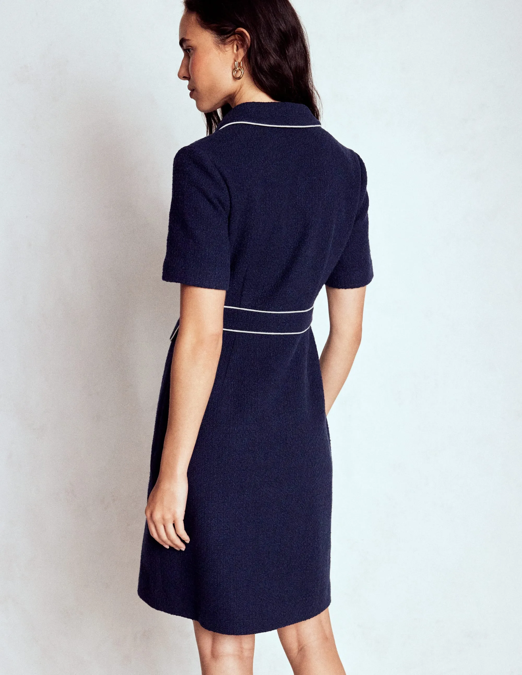 Odor Resistant Fabric Eda Cotton Shift Dress-Navy