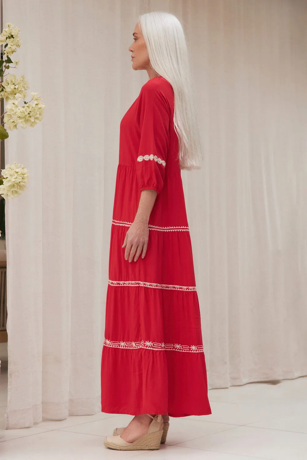 This dress is a versatile option that can be styled in many different ways Savannah Tiered Dress in Old Lace