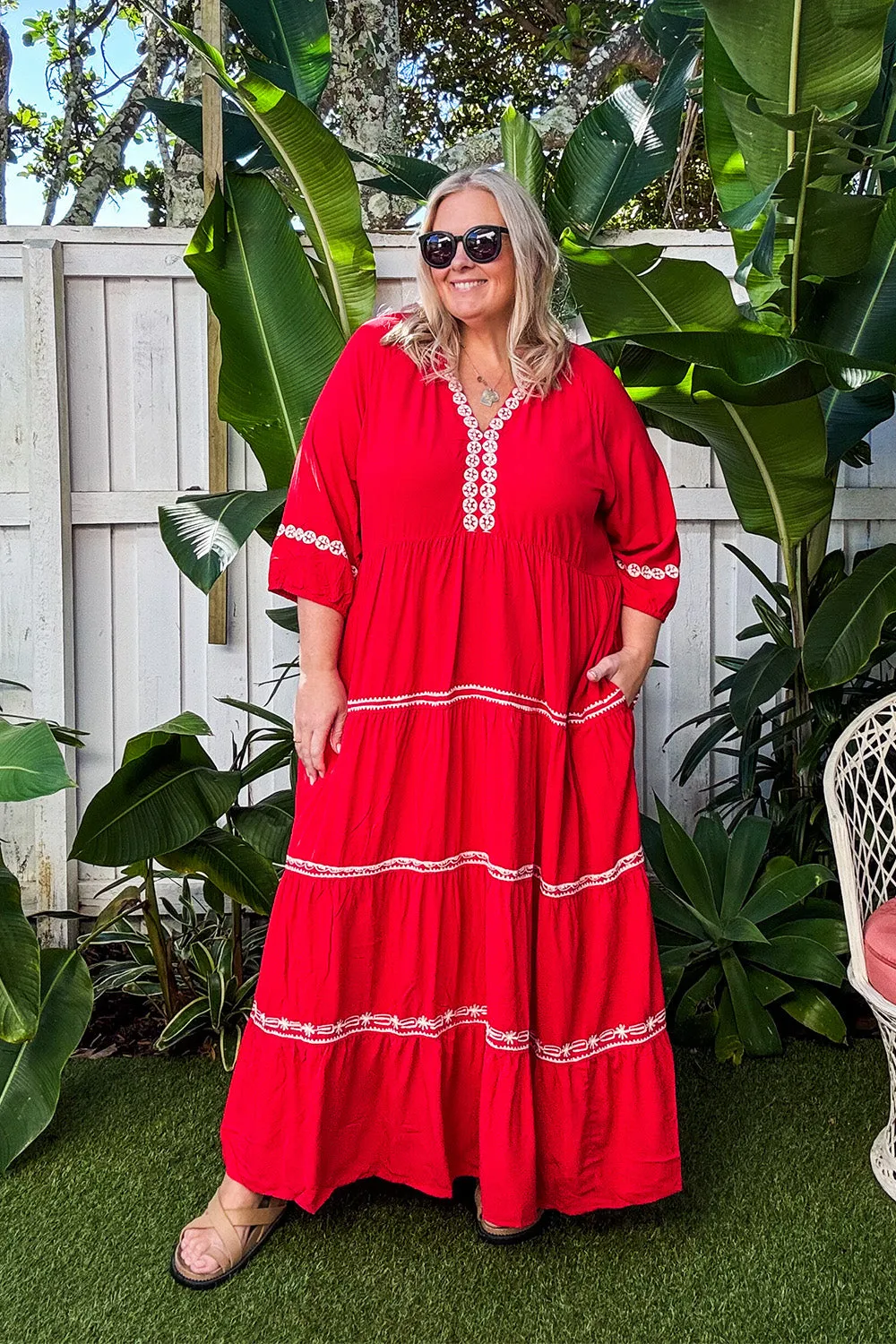 Canvas Soft The dress??s simple design allows you to dress it up or down depending on your style Savannah Tiered Dress in Old Lace