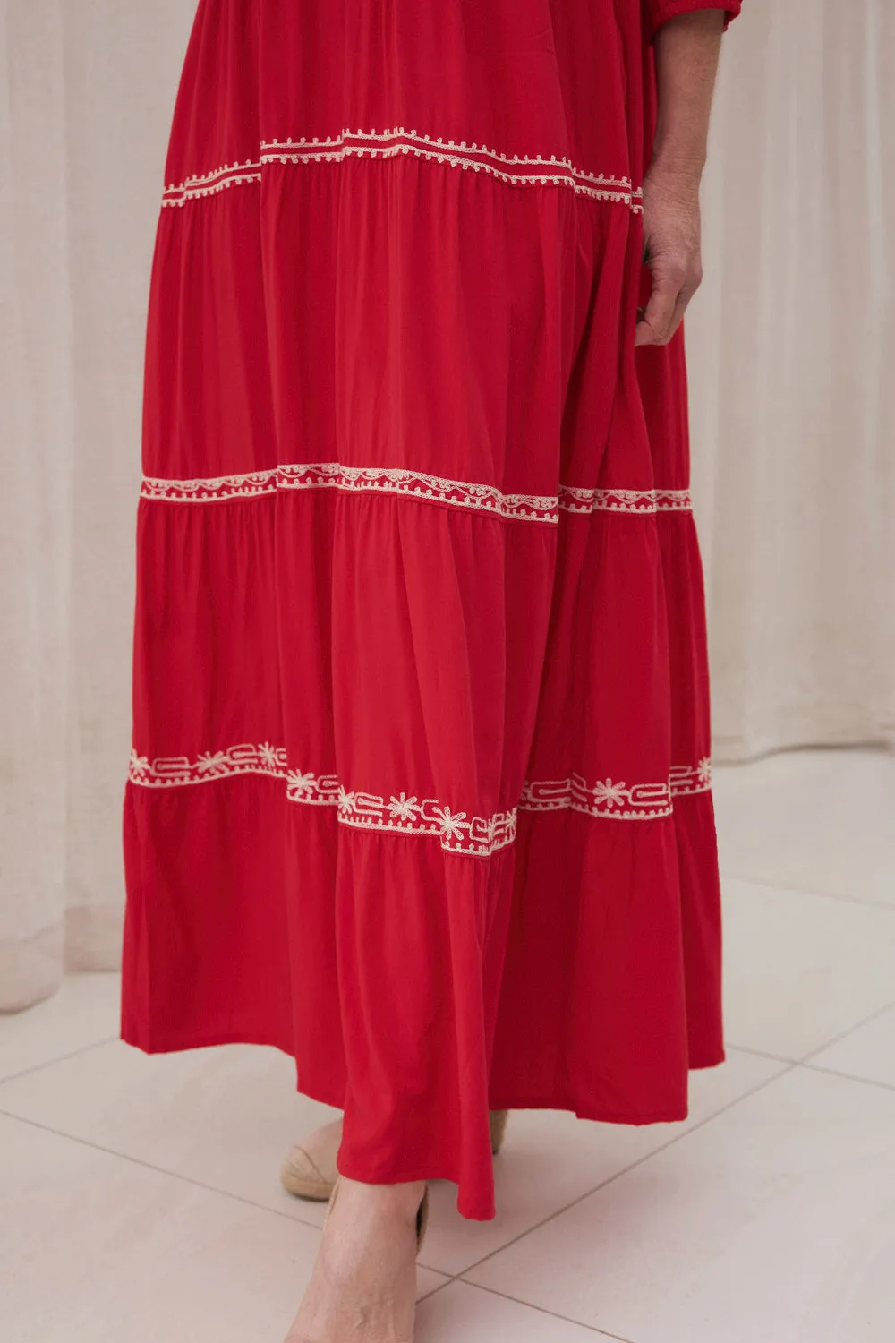Light Weight Savannah Tiered Dress in Old Lace
