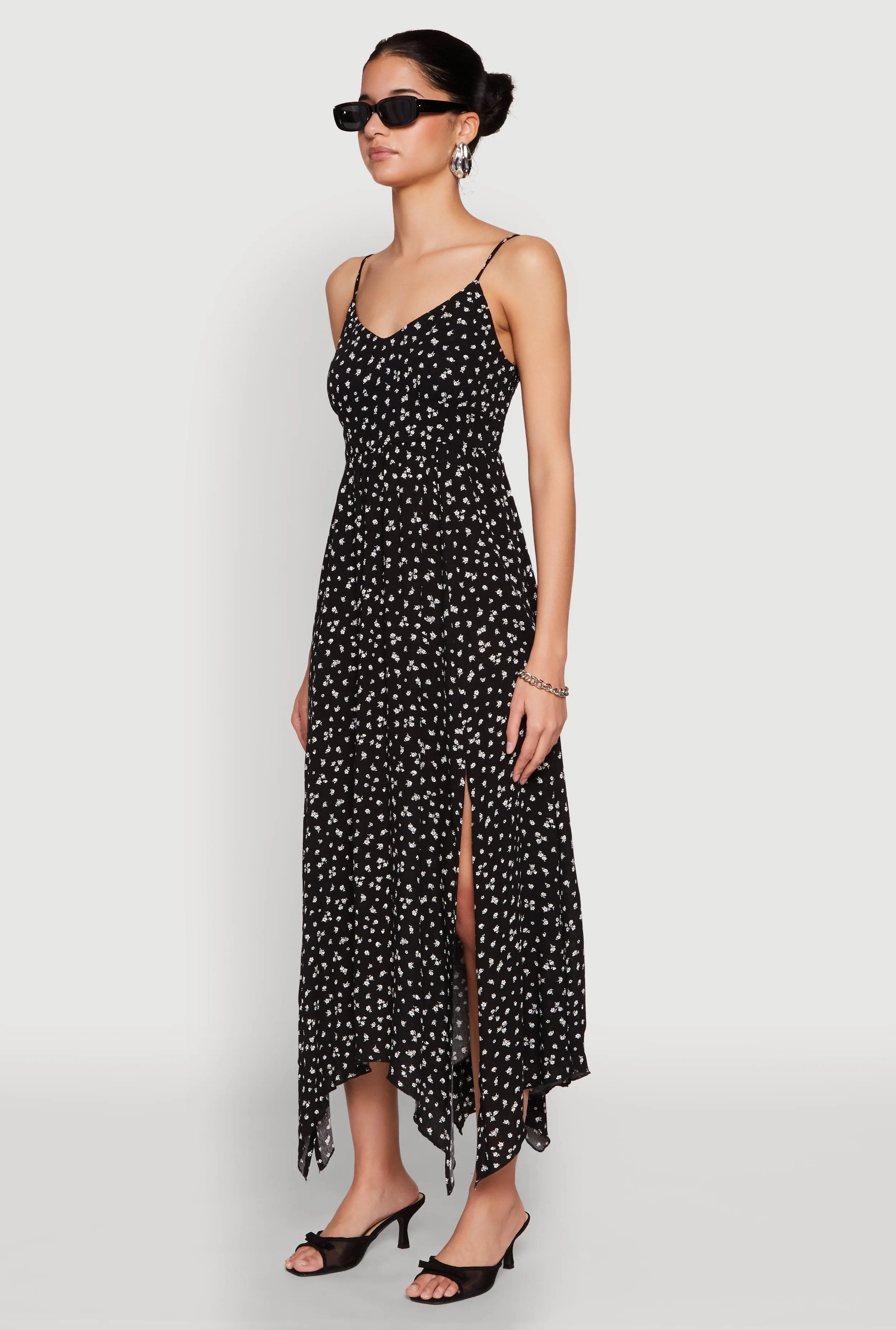 Floral Print Slit Hem Maxi Dress Quartz Shine