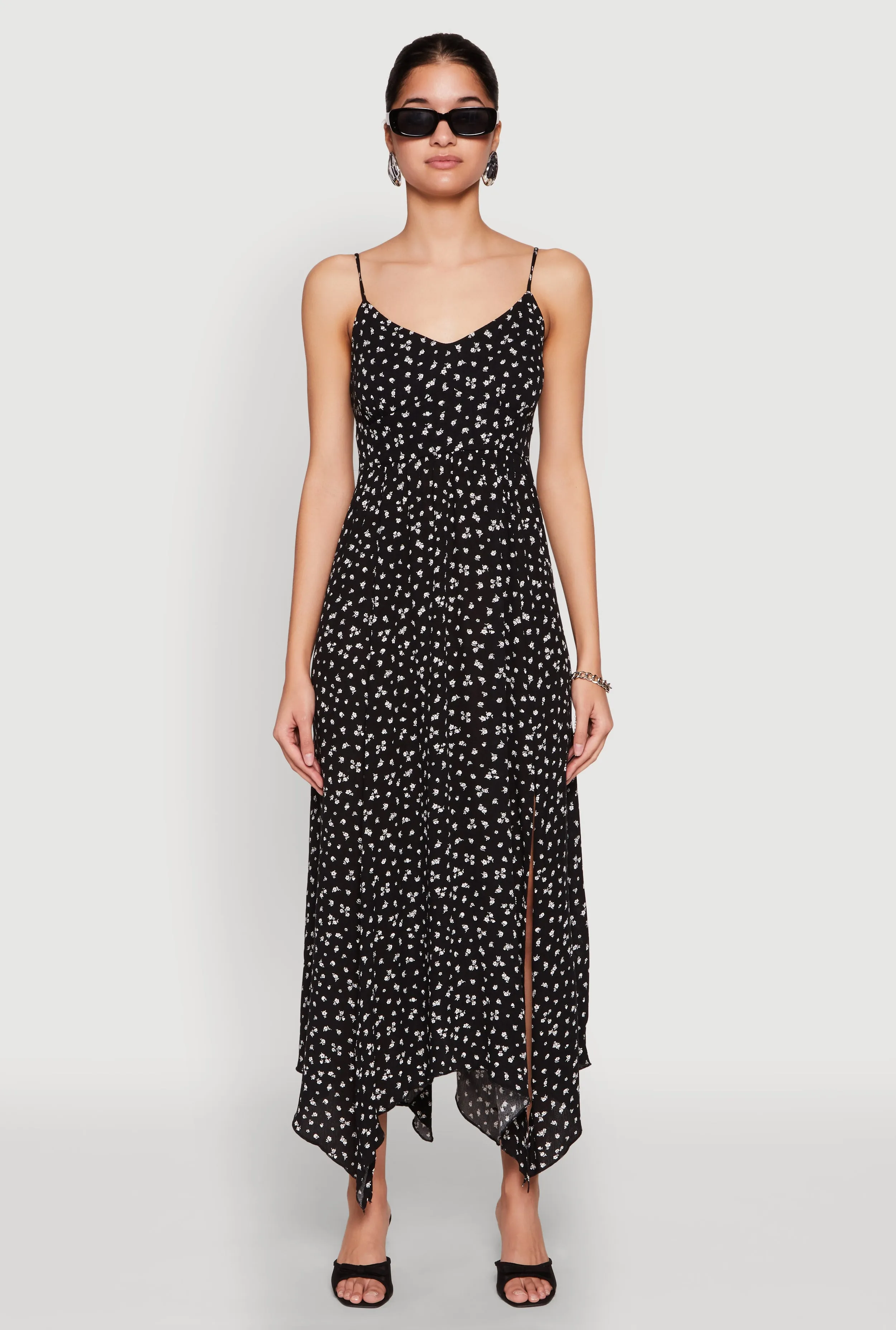 Floral Print Slit Hem Maxi Dress Travel Easy