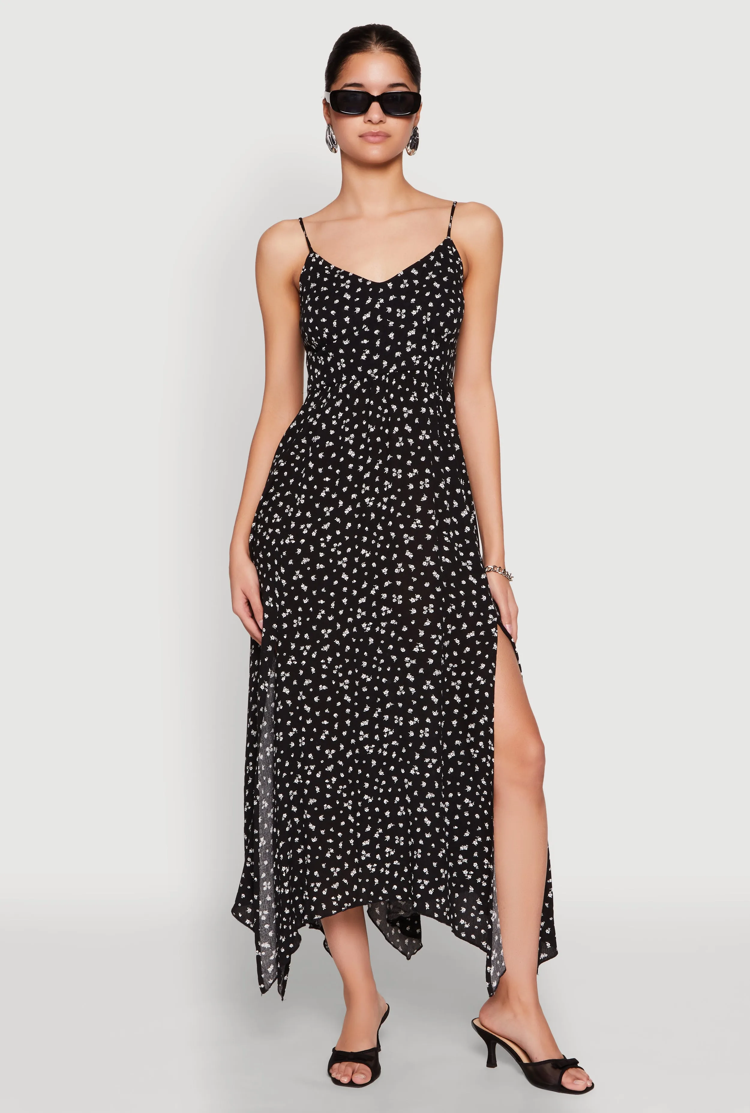 Floral Print Slit Hem Maxi Dress Petal Path