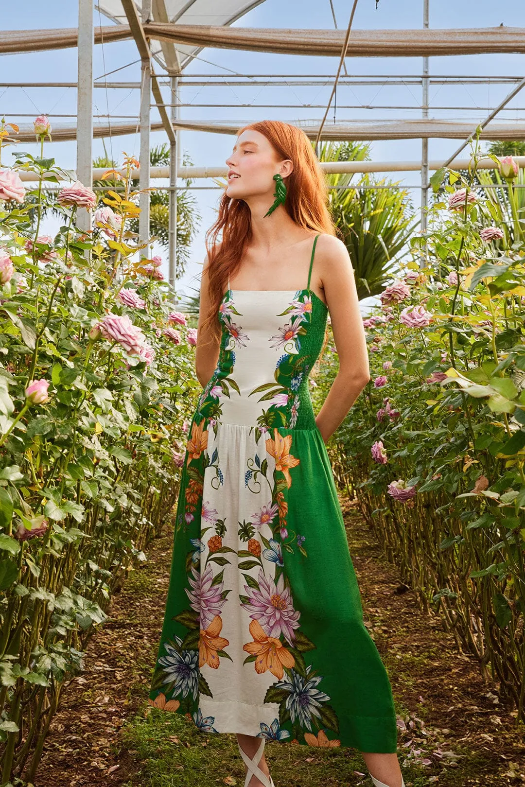 Off-White Sweet Bloom Dreamscape LENZING? ECOVERO? Euroflax? Midi Dress Flattering midi silhouette