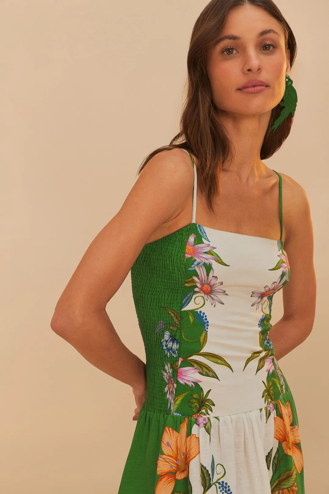 Busy Mom Off-White Sweet Bloom Dreamscape LENZING? ECOVERO? Euroflax? Midi Dress