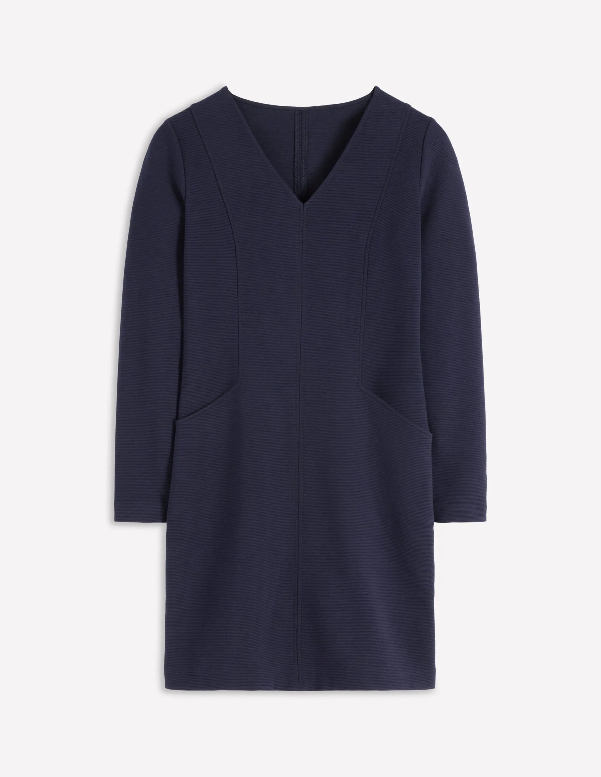 Ellen V-neck Ottoman Dress-Navy Club Pop